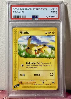 Pokemon 2002 Expedition TCG Pikachu Card #124 PSA Mint 9 - Image 1