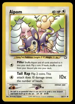 2000 Pokemon Neo - Genesis Aipom #26 Light Play - Image 1