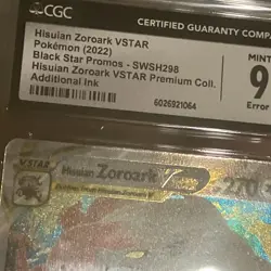 Pokemon Hisuian Zoroark SWSH298 Black Star Promo CGC 9 Additional Ink ERROR RARE - Image 4