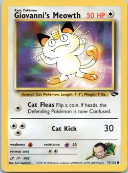 Giovanni's Meowth (74) 074/132 Gym Challenge Pokemon - Image 1