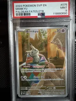 2024 POKEMON SVP EN MIMIKYU PALDEAN FATES ETB #075 PSA 9 - Image 1