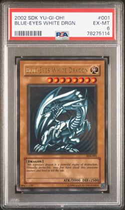 2002 YuGiOh PSA 6 Blue-Eyes White Dragon SDK-001 Ultra Rare - Image 1