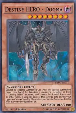 Yugioh - Destiny HERO - Dogma - 1st Edition Super Rare NM - Plus Free Holo Card - Image 1