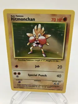 Hitmonchan Holo Base Set Unlimited 7/102 Pokemon Card Rare WOTC MP - Image 1