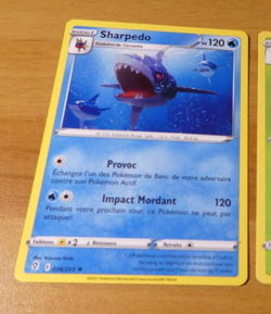POKEMON FRANCAISE CARD RARE CARTE SHARPEDO 036/203 EVOLUTION CELESTE FR MINT - Image 1
