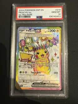 2024 Pokemon SSP Pikachu ex #219 GEM MT 10 Ultra Rare Card - Image 1