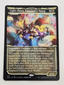 MTG- Light-Paws, Emperor's Voice (Showcase) - Kamigawa: Neon Dynasty ~ Rare #367 - Image 1