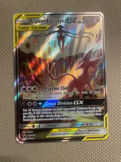 Espeon and Deoxys GX Tag Team SM240 Mint Condition Pokemon card - Image 1