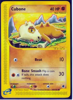VINTAGE 2002 POKEMON CUBONE 103/165 REGULAR EXPEDITION (e-READER) -NM/LP - Image 1