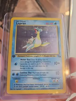 Pokemon TCG Lapras Fossil Holo First Edition Rare 10/62 - Image 1