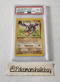 Aerodactyl 1st Edition 1/62 - Fossil PRERELEASE *PSA 8 -NM-MT* Holo Pokemon Card - Image 1