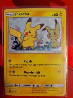 Pokemon 2019 Pikachu Sun & Moon Black Star Promo Holo Card TCG DOUBLE SWIRL NM - Image 1