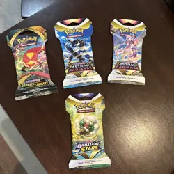Pokemon Sword & Shield Brilliant Stars Astral Radiancex2 Darkness Ablaze 4 Packs - Image 1