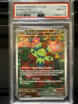 2025 POKEMON JTG EN MARACTUS ILLUSTRATION RARE #160 PSA 8 - Image 1