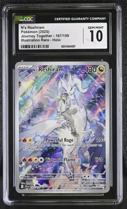 CGC 10 N's RESHIRAM 167 JOURNEY TOGETHER ILLUSTRATION RARE POKEMON GEM MINT - Image 1