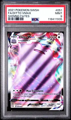 2021 Pokemon SWSH Shining Fates Ditto VMAX 051/072 Full Art PSA 9 MINT - Image 1