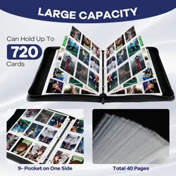 Trading Card Binder with Sleeves, 9 Pocket Trading Card Binder Premium 720 Doubl - Image 4