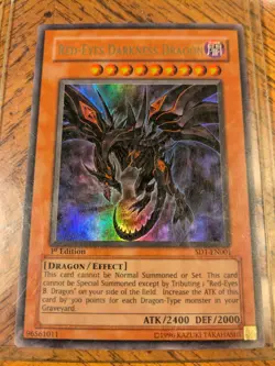 YUGIOH • RED EYES DARKNESS DRAGON • ULTRA RARE • SD1-EN001 • 1st EDITION • NM - Image 1
