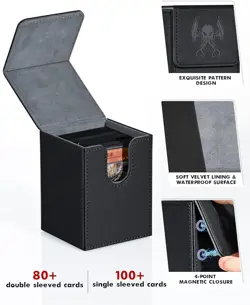 Premium Card Deck Box for MTG & Yu-Gi-Oh, Holds 100+ Sleeved Cards, Black Cthulu - Image 3