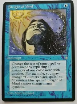 MTG Magic The Gathering Card Sleight of Mind Interrupt Blue Ice Age 1995 - Image 1