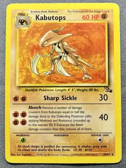 Pokemon TCG Kabutops 24/62 Fossil Unlimited Rare Card MP - Image 1