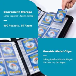 Binder for Pokemon Cards with Sleeves, 4-Pocket Trading Card Binder, 400 Pockets - Image 2