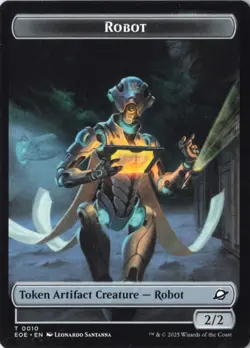 Robot // Emblem - Tezzeret, Cruel Captain Double-Sided Token (0011) EOE MTG - Image 2