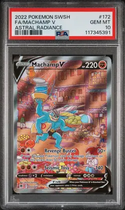 2022 POKEMON SWORD & SHIELD ASTRAL RADIANCE #172 FULL ART/MACHAMP V PSA 10 - Image 1