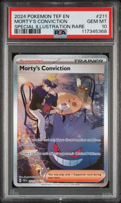 2024 POKEMON TEF EN-TEMPORAL FORCES #211 MORTY'S CONVICTION PSA 10 - Image 1