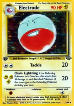 1x Electrode - 2/64 - Holo Rare - 1st Edition Lightly Played Pokemon G1 - Jungle - Image 1