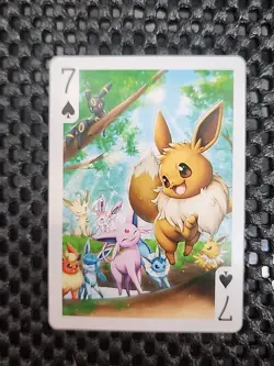 Eeveelutions Playing Card Pokemon Poker Card with Pikachu back - umbreon 7 Spade - Image 1