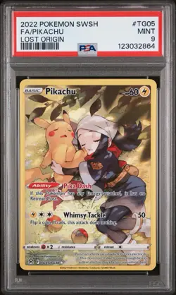 2022 Pokemon SWSH Lost Origin FA Pikachu PSA 9 Mint Card #TG05 - Image 1