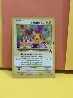 1995, 96 98 Basic Pokemon 's Pikachu50 HP Birthday Surprise Foil, Card 24 NM. - Image 1