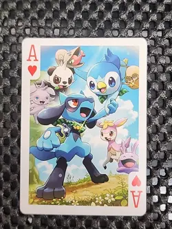 Riolu Piplup Pokemon Playing Card Poker Card Mint Ace Of Hearts Pikachu Back - Image 1
