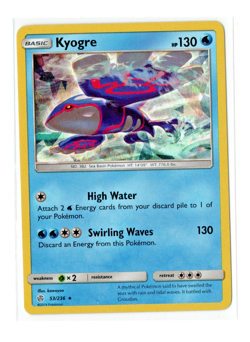 Pokemon TCG Kyogre 53/236 Cracked Ice Holo Sun & Moon Cosmic Eclipse Played - LP - Image 1