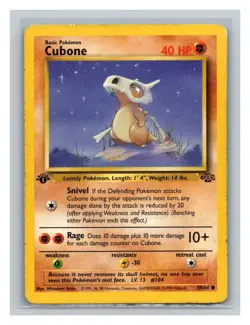 Cubone #50/64 Jungle Pokemon Trading Card TCG WOTC 1999 - Image 1