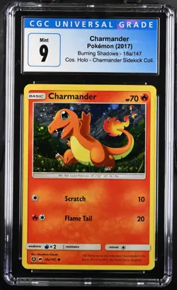 Pokemon Charmander Cosmos Holo Burning Shadows 18a/147 (2017) CGC 9 MINT 1 of 28 - Image 1