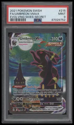 Pokemon Umbreon VMAX Evolving Skies Secret Rare Full Alt Art #215 PSA 9 Mint - Image 1