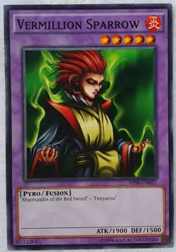 Yugioh 1x Vermillion Sparrow AP08-EN021 Common Short Print Unlimited Edition NM - Image 2