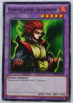 Yugioh 1x Vermillion Sparrow AP08-EN021 Common Short Print Unlimited Edition NM - Image 5