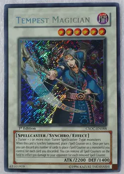 Yugioh 1x Tempest Magician CSOC-EN088 Secret Rare 1st Edition Near Mint - Image 2