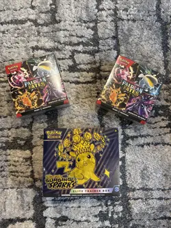 Factory Sealed Pokemon Scarlet&Violet Surging Sparks ETB+Paldean Fates Boosters - Image 1