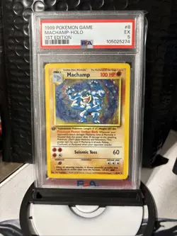 1999 Pokemon Game Machamp Holo 1st Edition #8/102 PSA 5 - Image 1