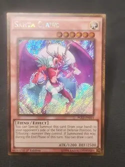 Santa Claws Gold Secret Rare 1st Edition PGL2-EN021 NM Yugioh - Image 1