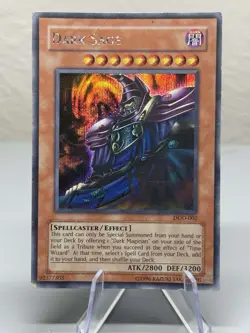YGO Dawn of Destiny Xbox Dark Sage DOD-002 Prismatic Secret Rare DMG/HP- FR/GD - Image 1
