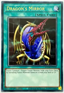 MAGO-EN142 Dragon's Mirror - Gold Rare 1st Edition Near Mint YuGiOh Card - Image 1