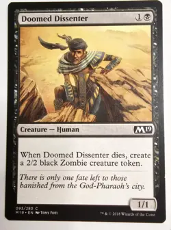 MTG Magic The Gathering Card Doomed Dissenter Creature Human Black M19 - Image 1