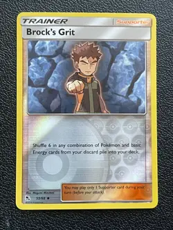 POKEMON BROCK'S GRIT #53/68 UNCOMMON REVERSE HOLOFOIL HIDDEN FATES NM CARD - Image 1
