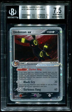 BGS 7.5 Umbreon ex Holo Rare EX Unseen Forces 2005 Pokemon Card #112 - Image 1
