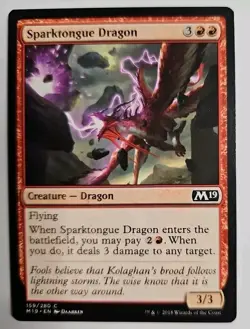 MTG Magic The Gathering Card Sparktongue DragonCreature Dragon Red M19 - Image 1